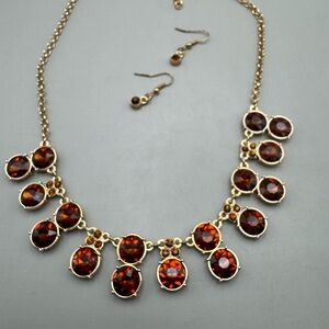 Gold-Tone Amber Statement Necklace & Earrings - Women Jewelry